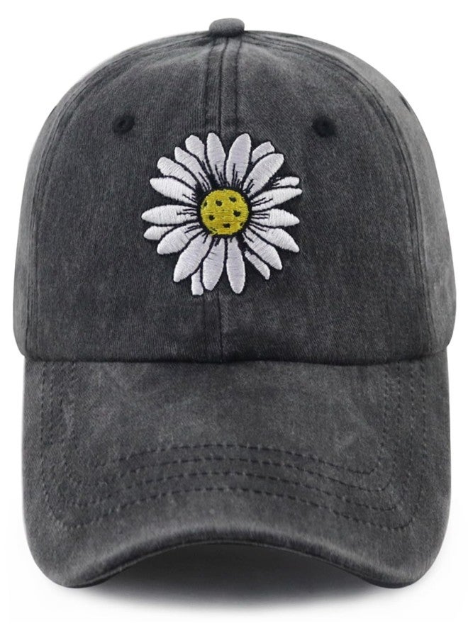 Wsaztulp Pickleball Gifts for Women, Pickle Ball Baseball Cap, Cute Daisy Woman Pickleball Hat, Christmas Mother's Day Birthday Accessories for Mom Mama Aunt Black - Image 1